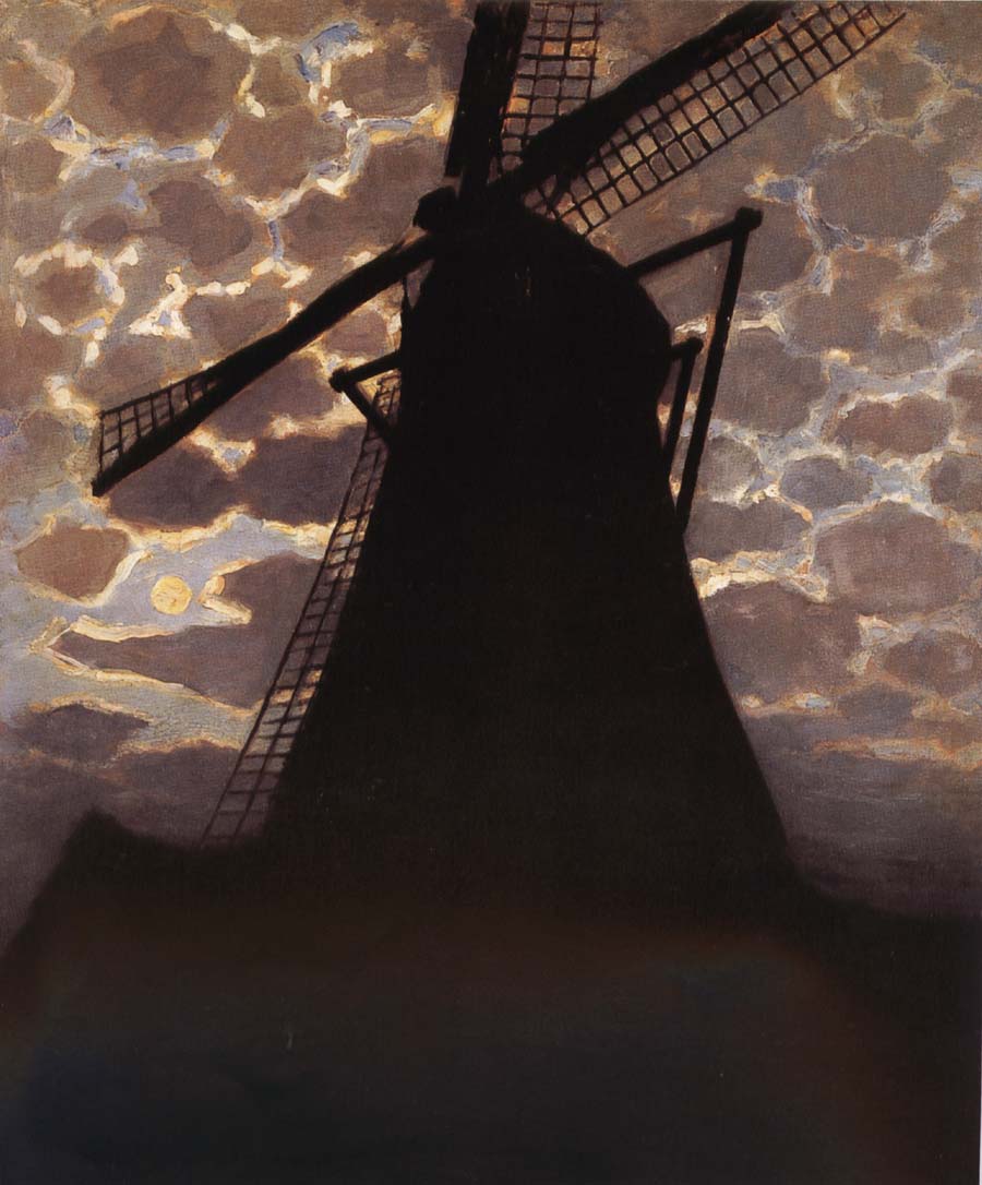 Mill under the night